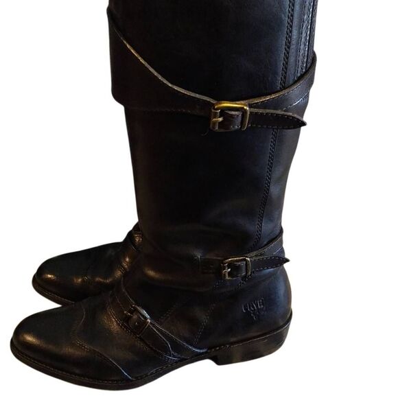 Frye Tall Black Leather Women's Boots - Picture 3 of 16